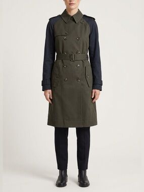Altuzarra Two-Tone Olive & Black Spring Trench Coat, Transitional Utility Jacket